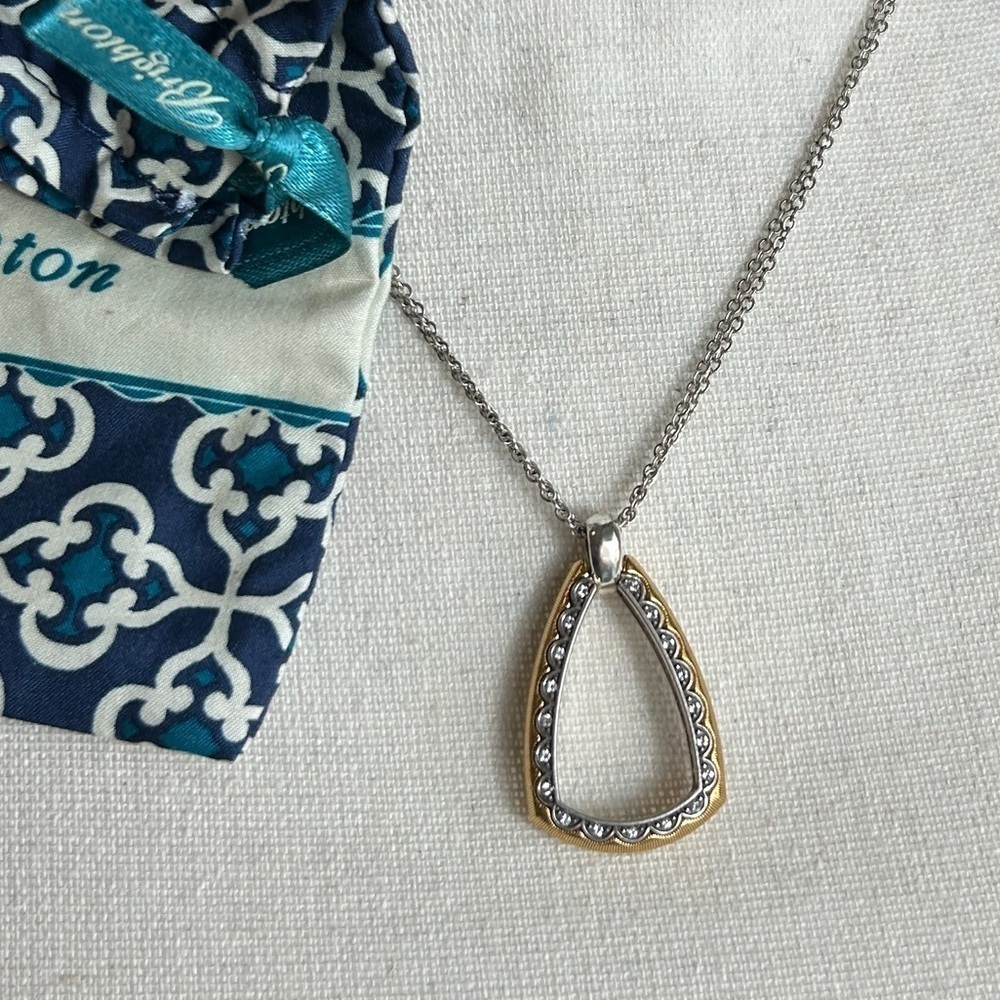 Brighton Jewelry Primavera Necklace Two-tone Silver Plated Crystals Cloth Bag - Picture 3 of 11